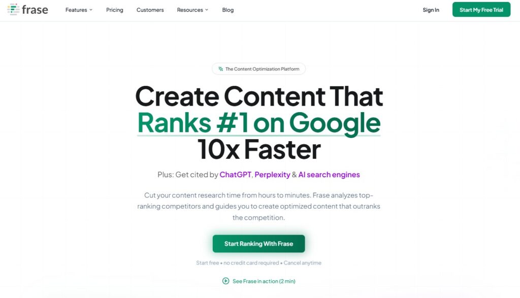 frase Semrush SEO Writing Assistant Alternatives