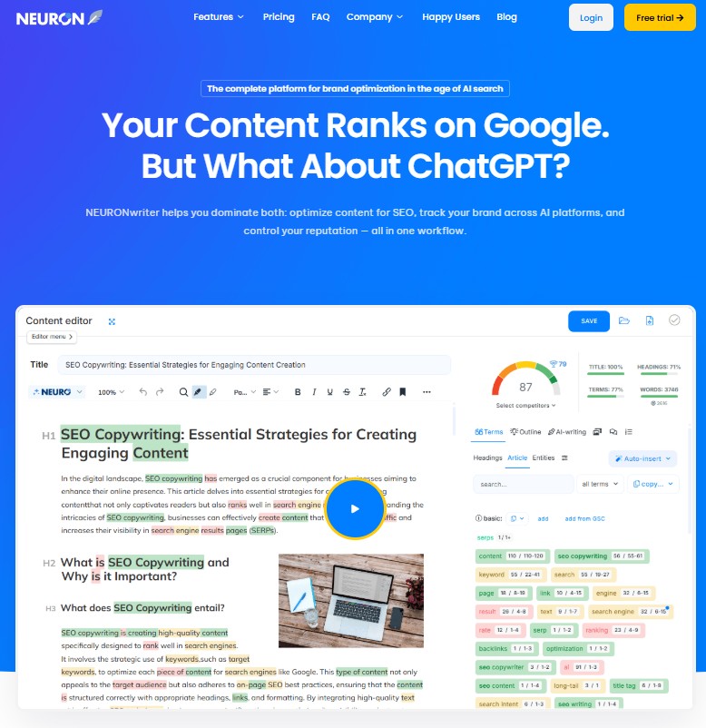 neuron writer Semrush writing assistant alternatives