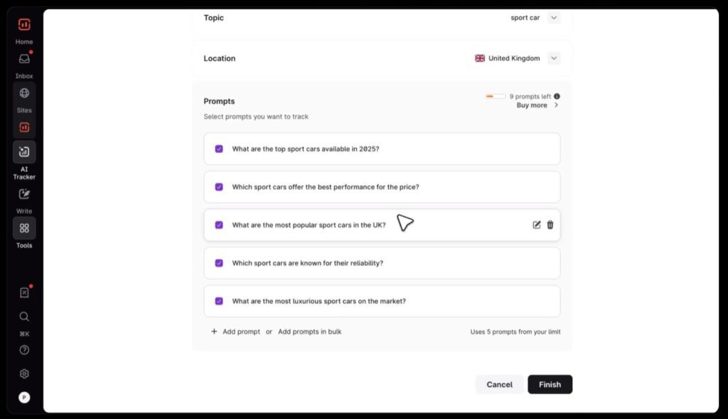 Surfer AI Tracker Review Prompt level insight