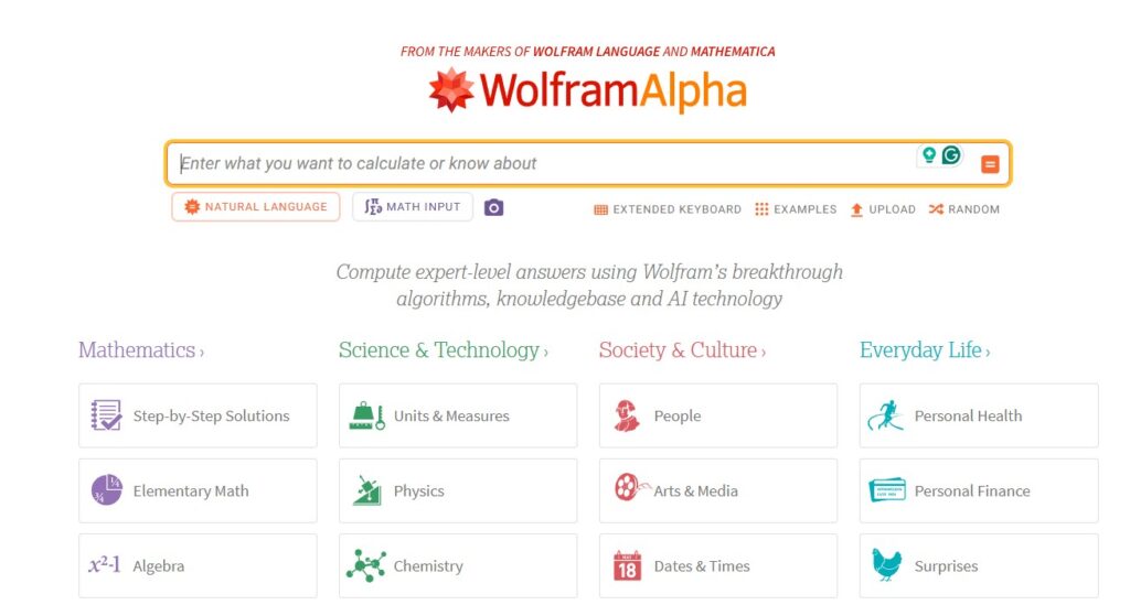 Wolframalpha Best AI Search Engines