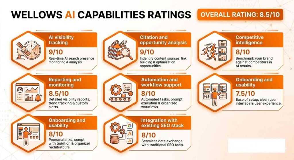 infographics Wellows AI Review Capabilities Ratings