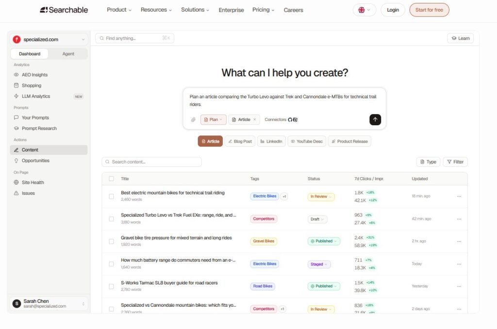 Searchable Content Studio